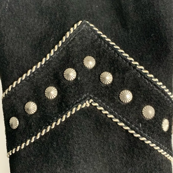 Vintage Pioneer Wear Women L Suede Leather Jacket Concho Fringe Studded Western - Picture 6 of 16